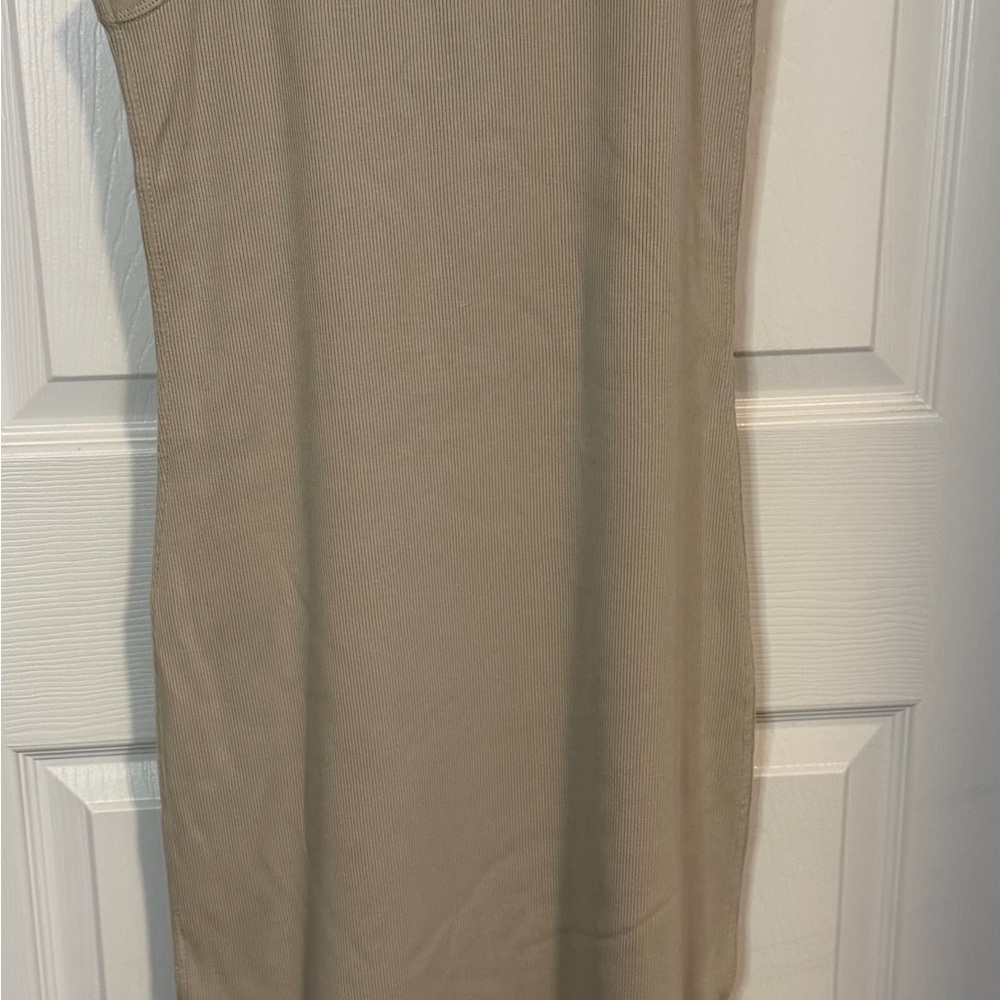 Universal Thread Ribbed Sleeveless Dress in Beige - Picture 2 of 3
